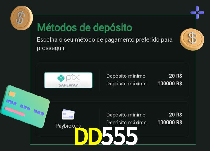 O cassino DD555 oferece uma grande variedade de métodos de pagamento